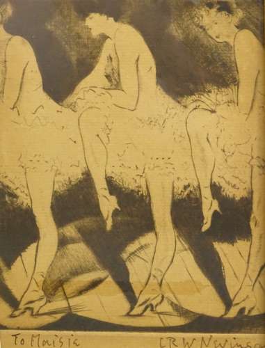 Christopher Richard Wynne Nevinson (1889-1946). Broadway Girls, artist signed etching, 14.5cm x 10.5