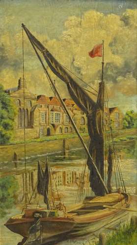 20thC School. Mary York sailing boat, oil on canvas laid on board, 71cm x 39cm.