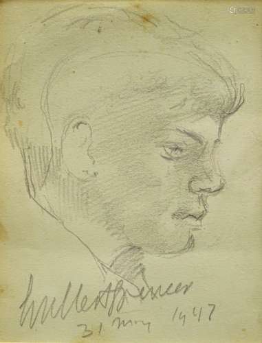 Spencer (20thC). Study of a young man, pencil, signed and dated 31 May 1992, 12cm x 9cm, and a frame