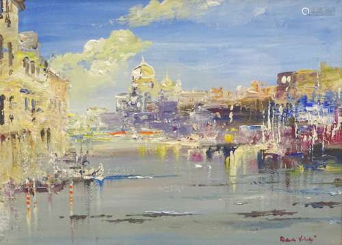 Roberto Luigi Valente (b.1926). Venice canal scene, oil, signed, 26.5cm x 36.5cm.