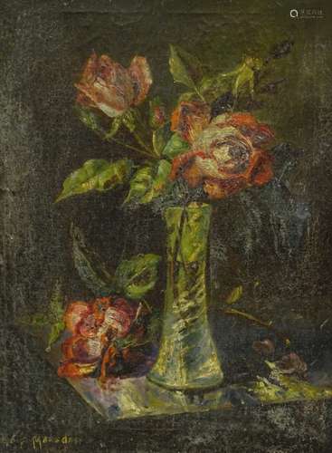 L. Marsden (19thC/20thC). Floral still life, oil on canvas, signed, 45cm x 34.5cm.