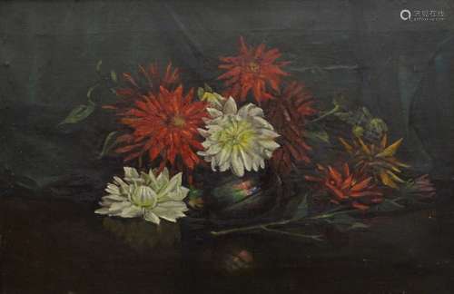 19thC British School. Floral still life, oil on canvas, 52.5cm x 34.5cm.