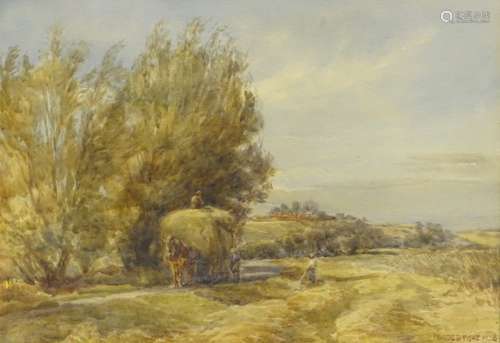 Francis Browne Tighe (c.1885-1926). Hay making, watercolour, signed and dated 1920, 26.5cm x 38cm.