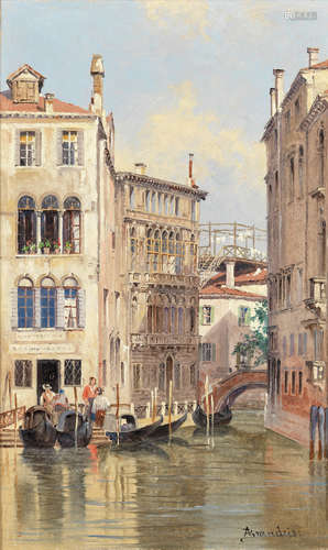 Antonietta Brandeis (Czech, 1849-1926) Venetian canal scene