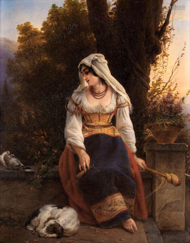 Louis Ricquier (Belgian, 1792-1884) The yarn
