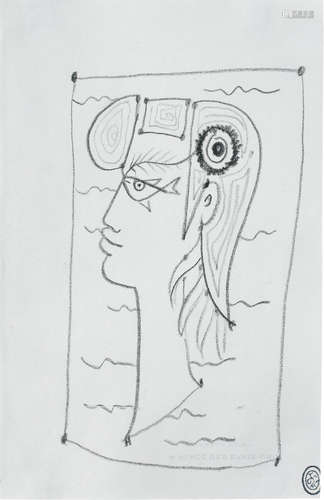 Jean Cocteau (1889-1963) Tête de femme