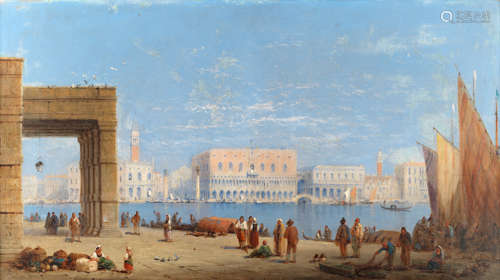 Jane Vivian (British, active 1869-1877) St Marks and The Doge's Palace from across the water