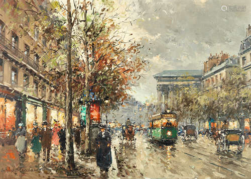 Antoine Blanchard (French, 1910-1988) Parisian street scene