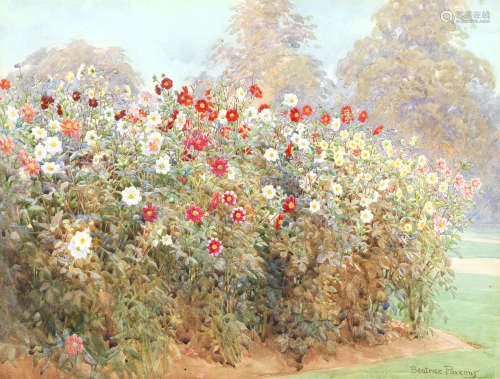 Beatrice Parsons (British, 1870-1955) 'Single Dahlias, Kew'