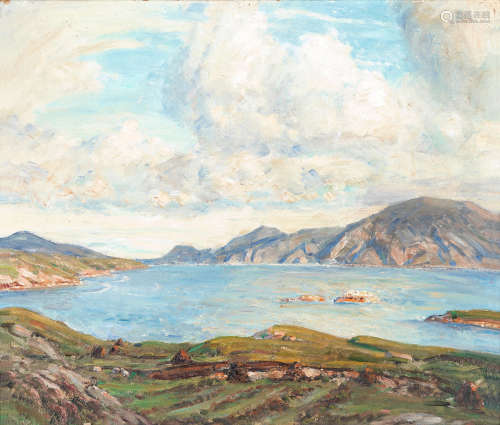 Herbert F. Royle (British, 1870-1958) Loch view, possibly Harris