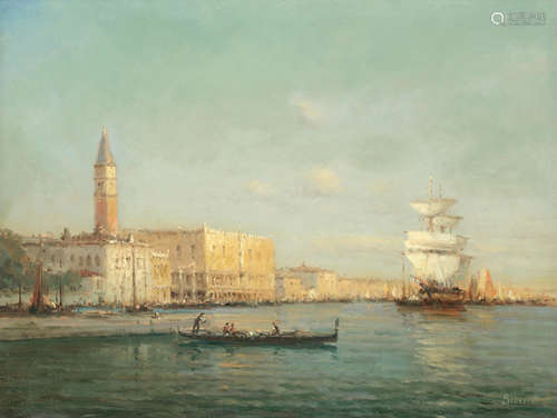 Antoine Bouvard (French, 1870-1956) Across the lagoon, Venice