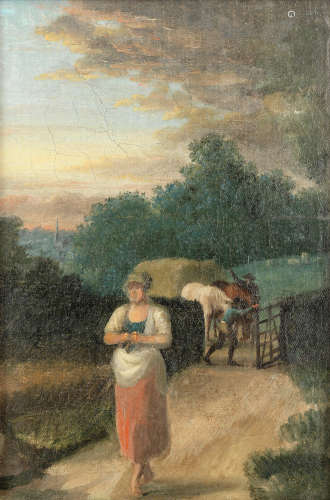 Christoffer Wilhelm Eckersberg (Danish, 1783-1853) Peasant girl knitting