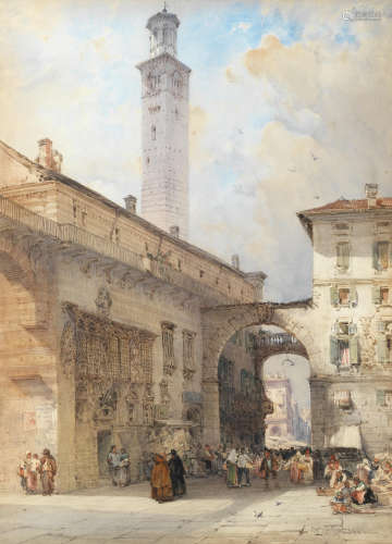 William Callow, RWS (British, 1812-1908) Piazza dei Signori, Verona