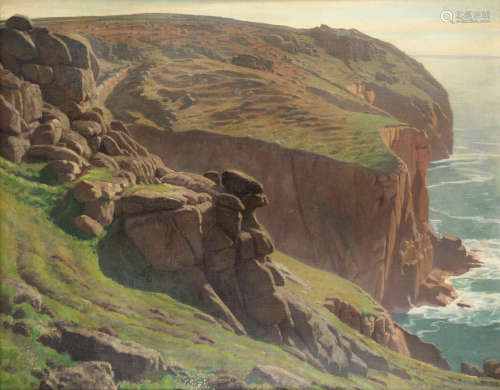 Harold Knight, RA, ROI, RP (British, 1874-1961) Clifftop view near Sennen, Cornwall