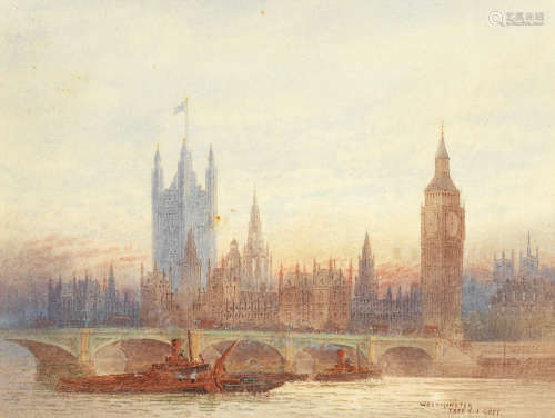Frederick Edward Joseph Goff (British, 1855-1931) Westminster; London Bride, a pair each 11.4 x 15.3cm (4 1/2 x 6in). (2)