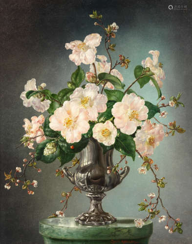 Cecil Kennedy (British, 1905-1997) Camellias and Prunus blossom