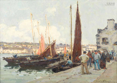 Terrick Williams (British, 1860-1936) 'Quayside, Audierne'