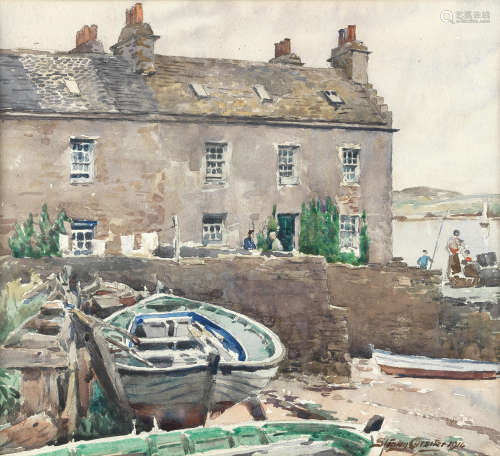 Stanley Cursiter CBE RSA RSW (British, 1887-1976) Harbour scene