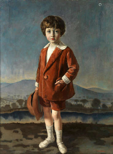 Gerald Leslie Brockhurst R.A., R.P., R.E. (British, 1890-1978) Portrait of Brian Macartney-Filgate as a boy Painted in Ireland circa 1919.