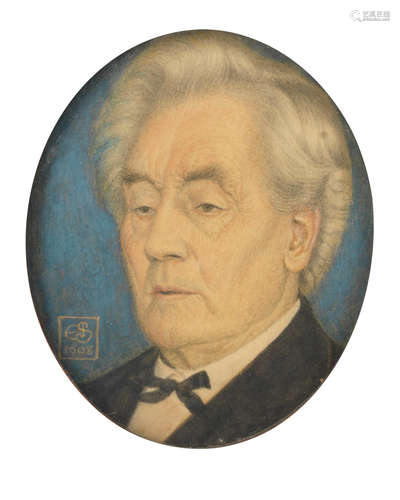 Joseph Edward Southall, RWS, NEAC, RBSA (British, 1861-1944) Portrait miniature of a Harlock family member