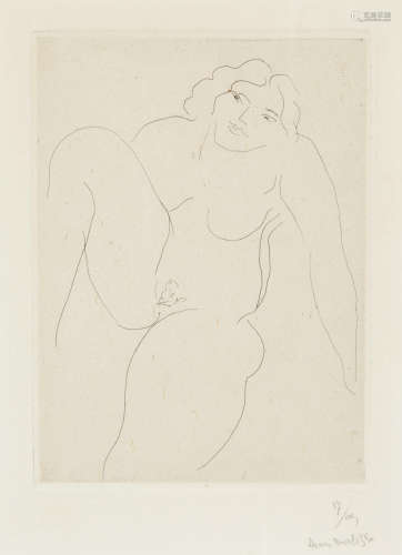 Henri Matisse (1869-1954) Nu de Face, Jambe droite repliée