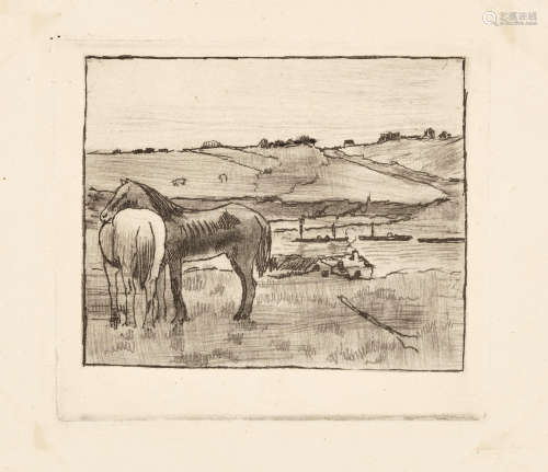Edgar Degas (1834-1917) Chevaux dans la Prairie (Horses in the Meadow)