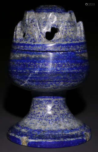 A LAZULI CARVED CENSER