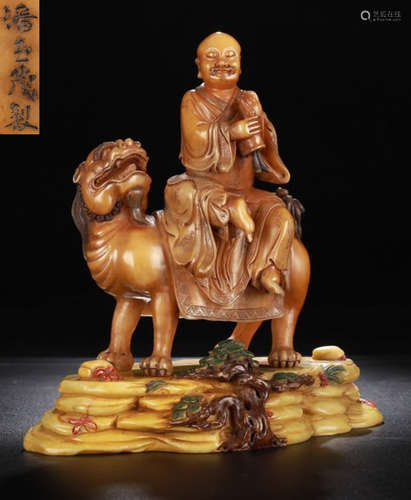 A TIANHUANG STONE CARVED ARHAT BUDDHA STATUE