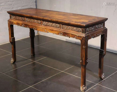 A HUALI WOOD CARVED DESK