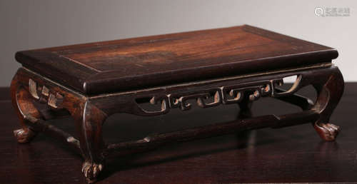 A SUANZHI WOOD CARVED HOLLOW DESK