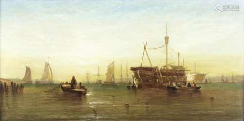 William Callcott Knell (British, 1830-1876) 'A Summers Evening, River Medway'