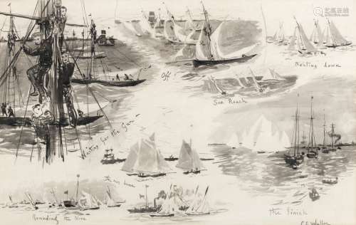 William Lionel Wyllie, R.A. (British, 1851-1931) A yacht race from start to finish