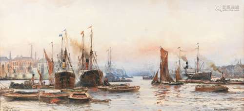 Frank William Scarbrough (British, 1860-1939) 'Sunset Pool of London'
