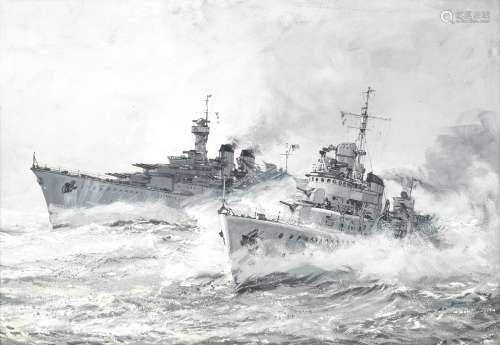 Montague Dawson (British, 1890-1973) America increases her fleet: The USS North Carolina