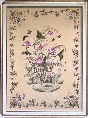 AN EMBROIDERY WITH FLOWER&BIRD PATTERN