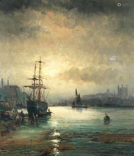 William Thornley (British, Active 1857-1898) Morning and evening shipping, a pair (2)