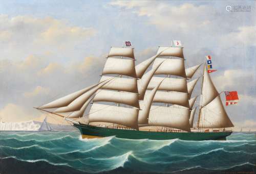 John Frederick Loos (Belgian, mid/late 19th Century) A portrait of the barque Rover of the Seas