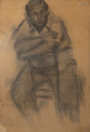 Georgios Bouzianis (Greek, 1885-1959) Seated Man, Antonios Hariatis 99 x 69 cm. (Painted c. 1944. )