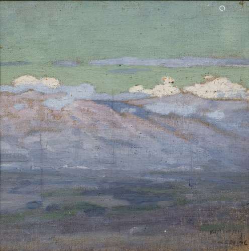 Constantinos Parthenis (Greek, 1878-1967) Mountaneous Landscape, Macedonia 18 x 18 cm.