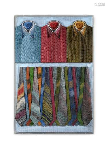 Pavlos (Pavlos Dionyssopoulos) (Greek, 1930-2019) Trois chemises et cravates 121 x 81 x 6.5 cm.