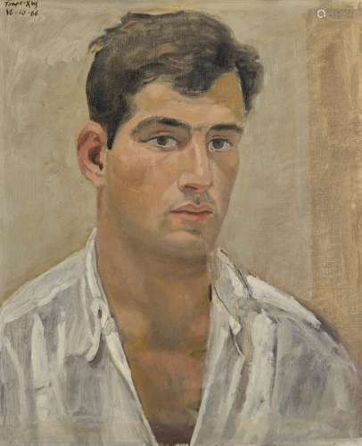 Yiannis Tsarouchis (Greek, 1910-1989) Portrait of a Young Man 47 x 38 cm. (Painted in 1966.)