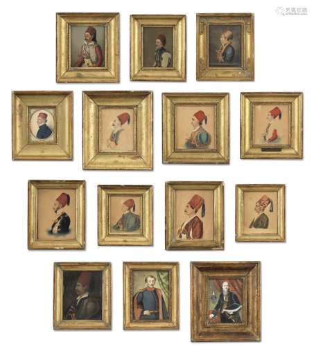Italian School (19th century) 14 Portraits of Heroes of the Greek War of Independence, 1821