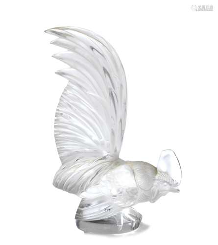 A 'Coq Nain' glass mascot by Rene Lalique, French, introduced 10th February 1928,