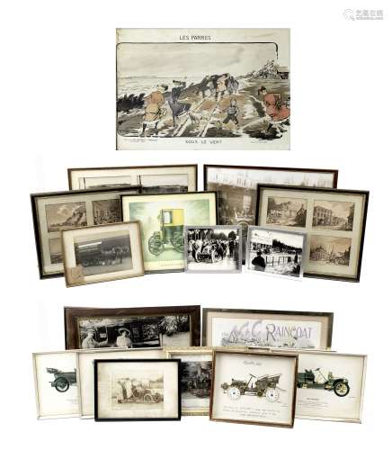 Assorted framed prints relating to early motoring, ((19))