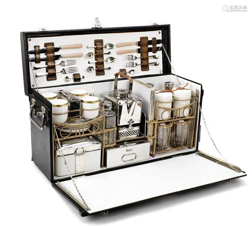 A cased picnic set for four persons by G W Scott & Sons, circa 1909,