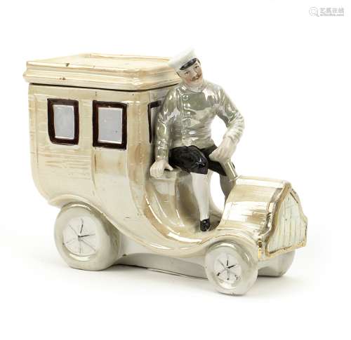 A Motoring bon-bon jar with lid, believed French, circa 1900, ((2))