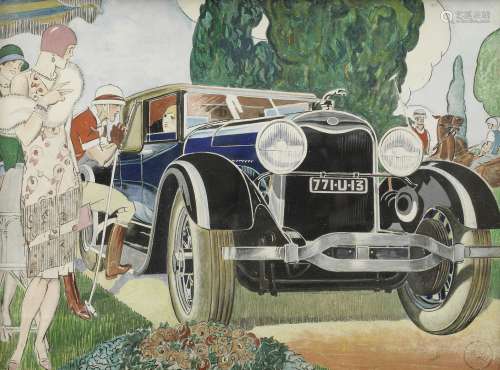 After Rene Vincent (French 1879-1936), '1928 Lincoln Cars' advertising design,