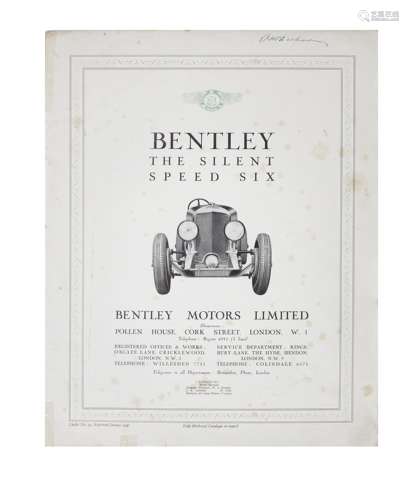 A Bentley Silent Speed Six sales leaflet, number 31, reprinted January 1930,