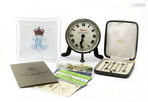 Assorted motoring collectables including an Edwardian Watford clock, ((Qty))