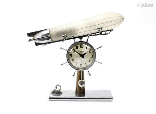 A Zeppelin clock lamp by Howard Clock Corporation, Chicago, mid 1930s,
